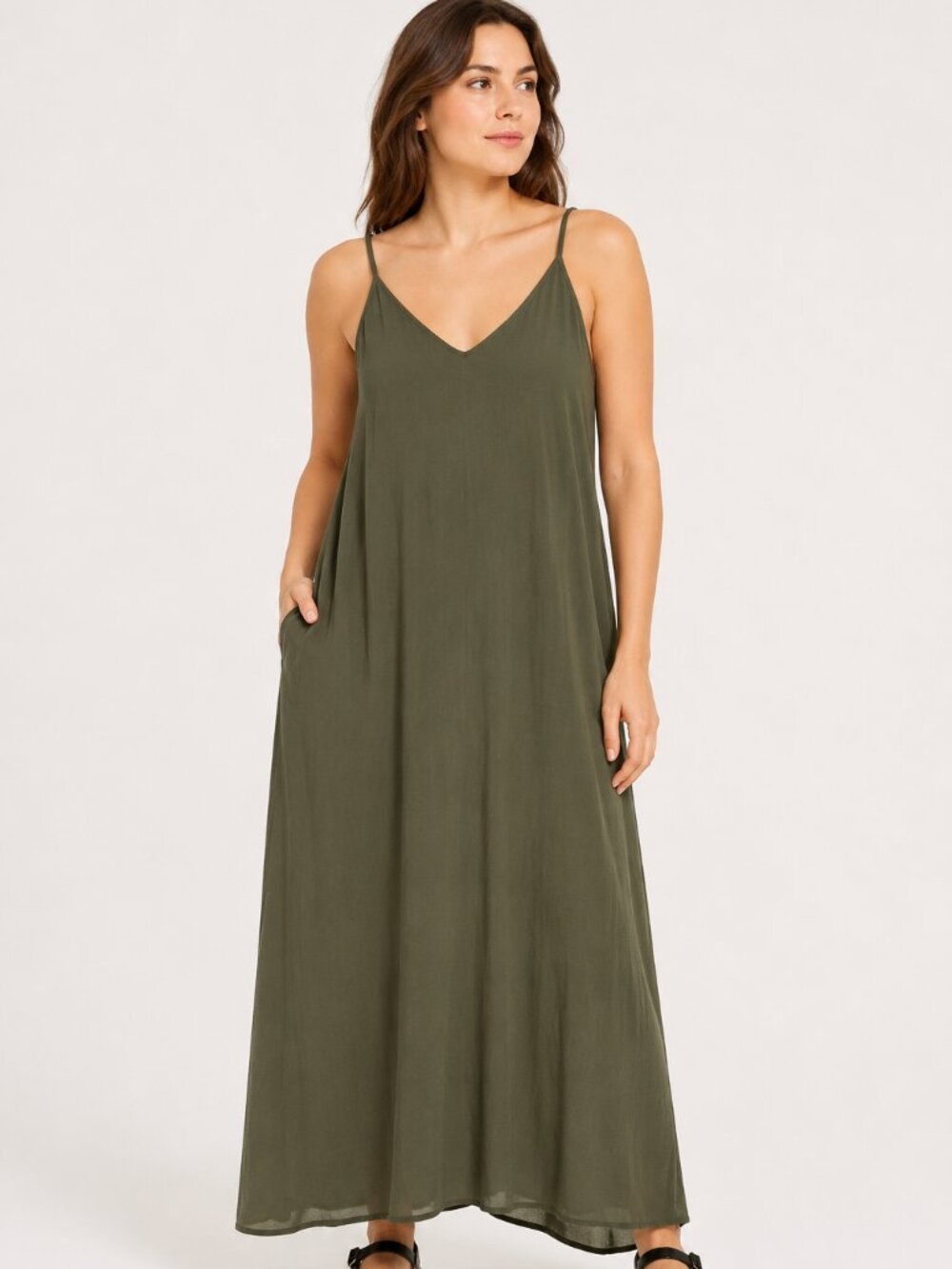 Treasure & Bond Woven Favorite Slipdress Olive Green XXS NWOT